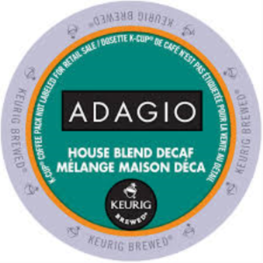 CAFÉ-K CUP ADAGIO HOUSE BLEND, DÉCAF, TORRÉFACTION MOYENNE 24/BX