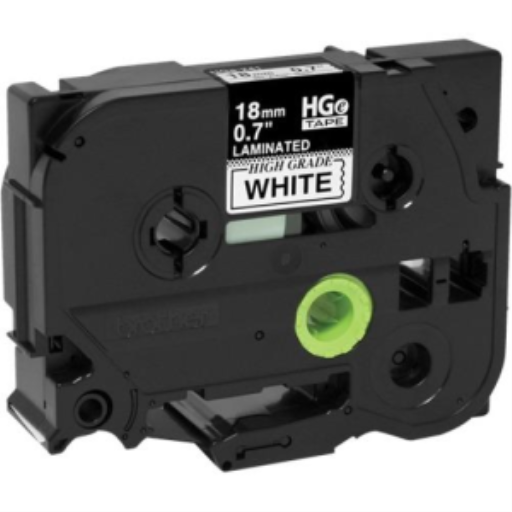 Brother HGE2415 Pack Noir sur blanc Ruban HGe 18 mm avec adhésif standard, 8 m pack de 5