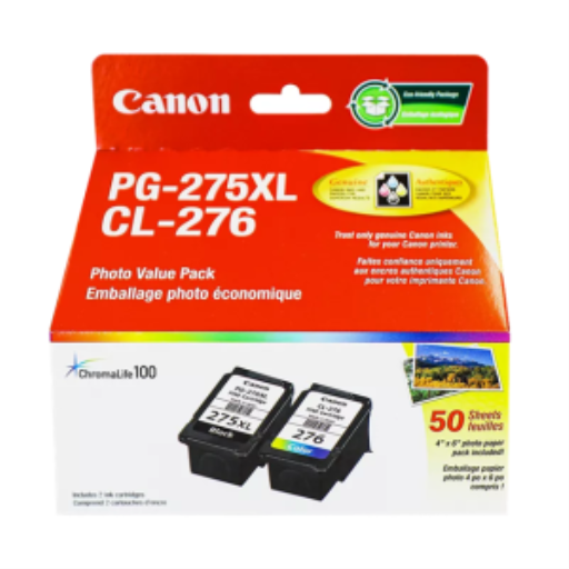 Canon 4981C011 Pack photo PG-275XL/CL-276 avec papier – ChromaLife100