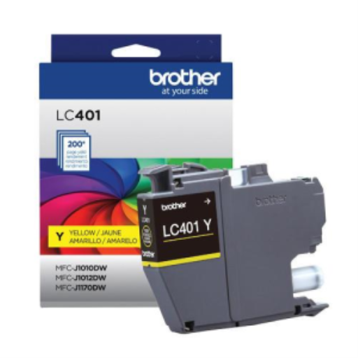 Cartouche d'encre jaune Brother d'origine LC401YS, rendement standard