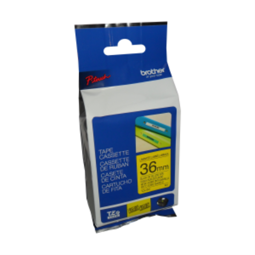 Ruban laminé Brother TZe661 Noir sur Jaune authentique pour étiqueteuses P-touch, 36 mm de large x 8 m de long
