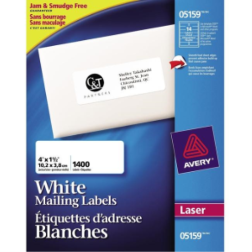 Avery White Rectangle Labels 1½" x 4", Permanent Adhesive, for Laser and Inkjet Printers, Matte White, Permanent