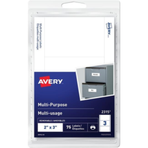 Avery Multi-Purpose Removable Labels for Laser and Inkjet Printers, 2" x 3", Matte White, Removable