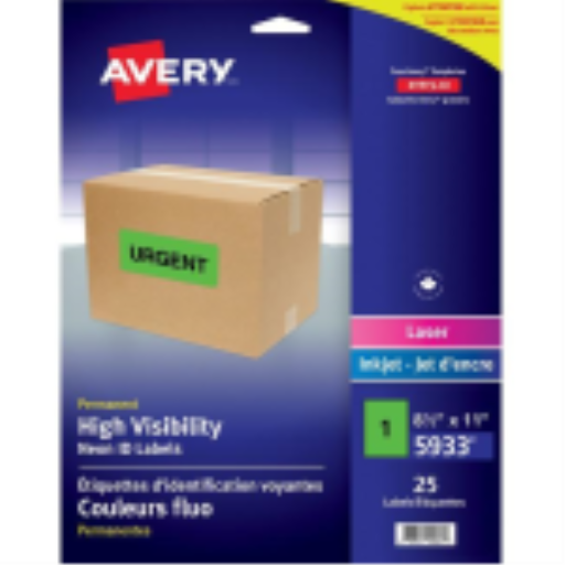 Avery High Visibility Laser Fluorescent Green Shipping Labels