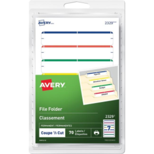 Avery File Folder Labels for Laser and Inkjet Printers, 3½" x 2/3", Assorted Colours, Permanent