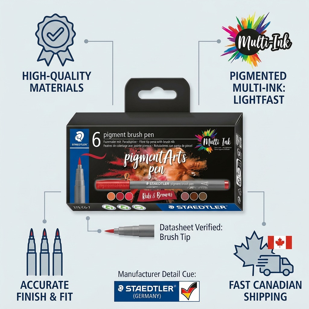 Staedtler Pigment Brush Pen Reds&Browns 6-Pack