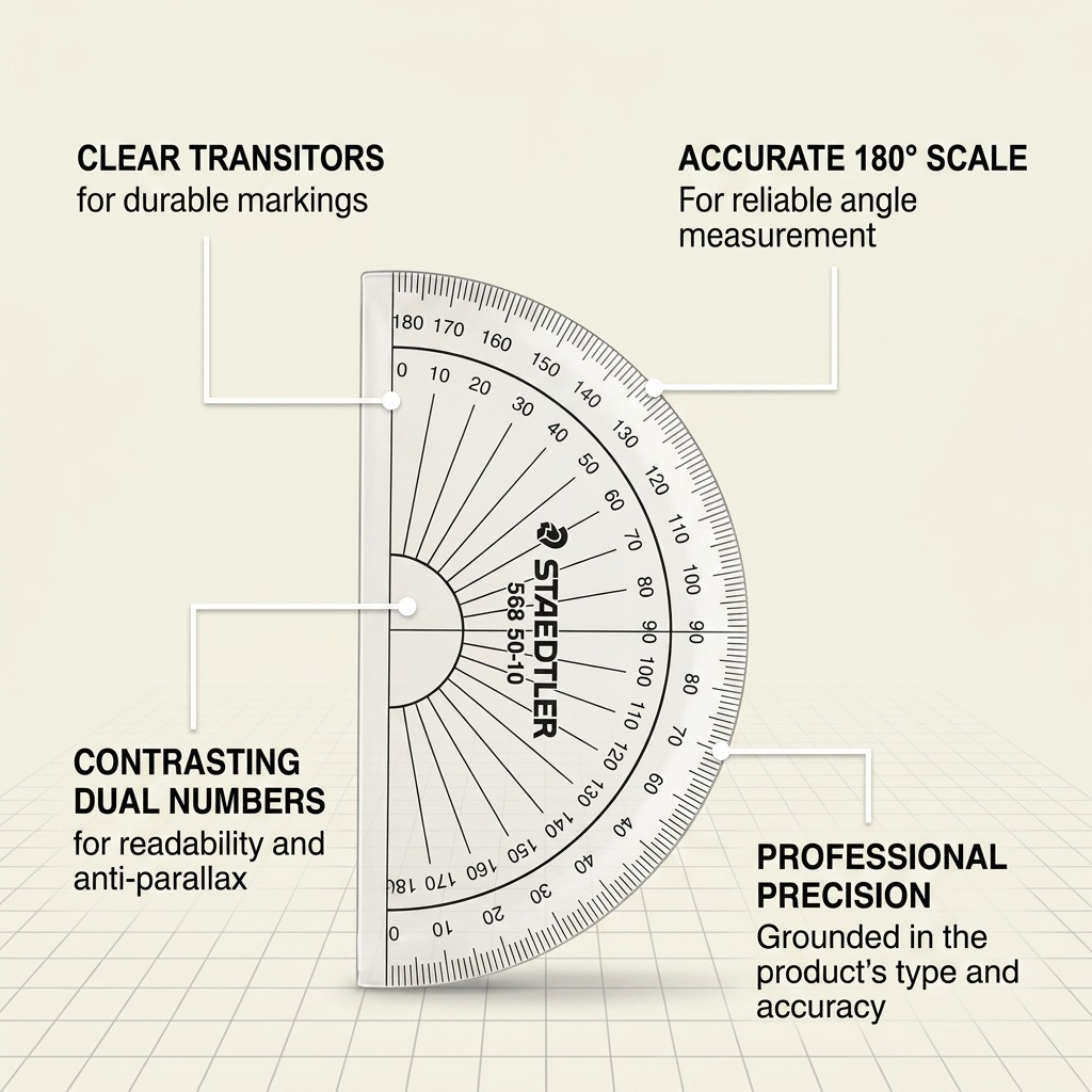 Staedtler Protractor 180 Degree Graduated 10