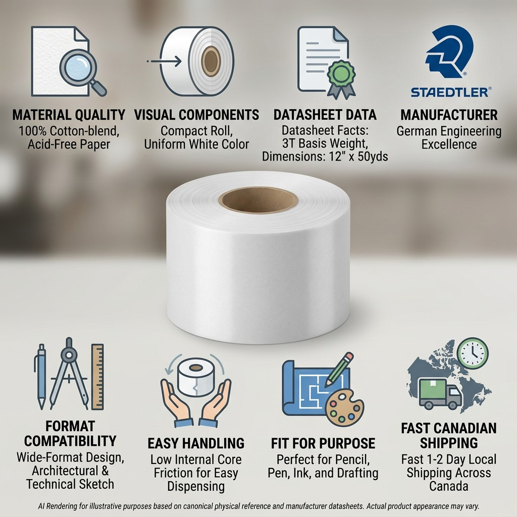 Staedtler Paper Sketch 12-inchx50yd Roll White 3T