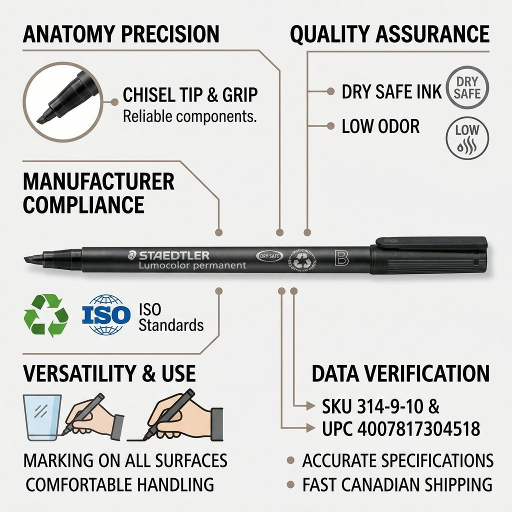 Staedtler Marker Lumocolor Chisel Point Black
