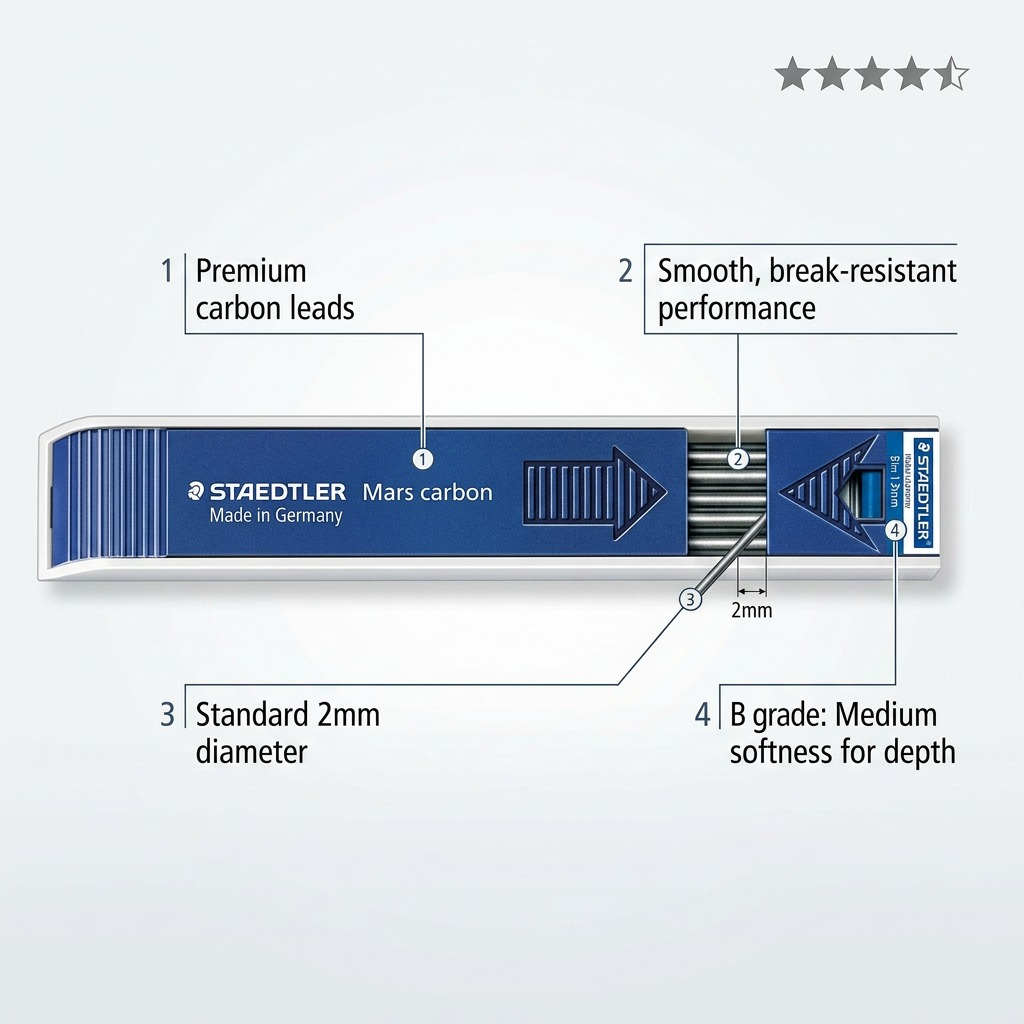 Staedtler Mars Carbon 2mm B 12 Leads