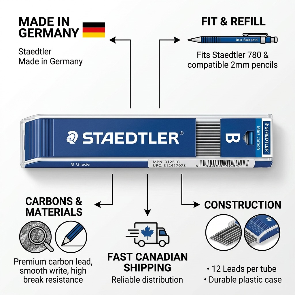 Staedtler Mars Carbon 2mm B 12 Leads