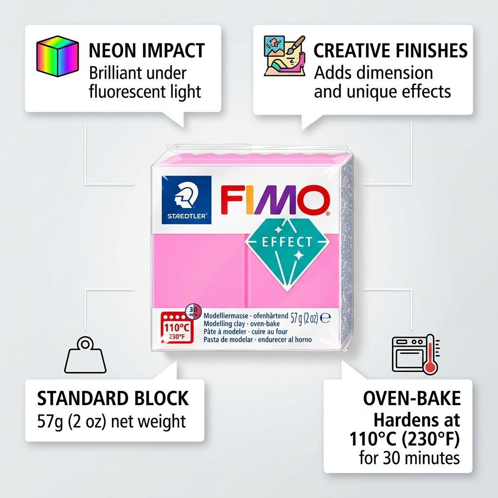Staedtler Modelling Clay Fimo Effect Neon Fuchsia 57g (2 oz)