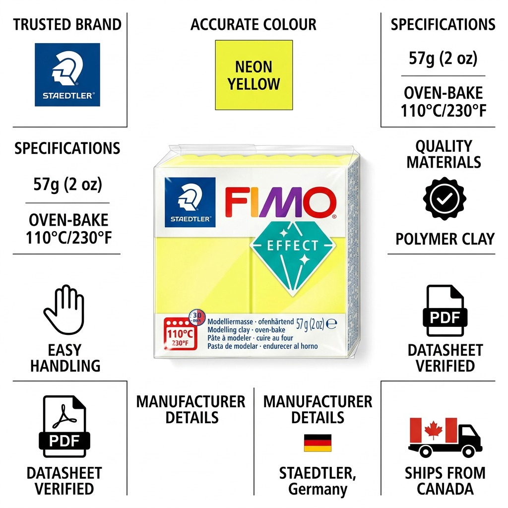 Staedtler Modelling Clay Fimo Effect Neon Yellow 57g (2 oz)