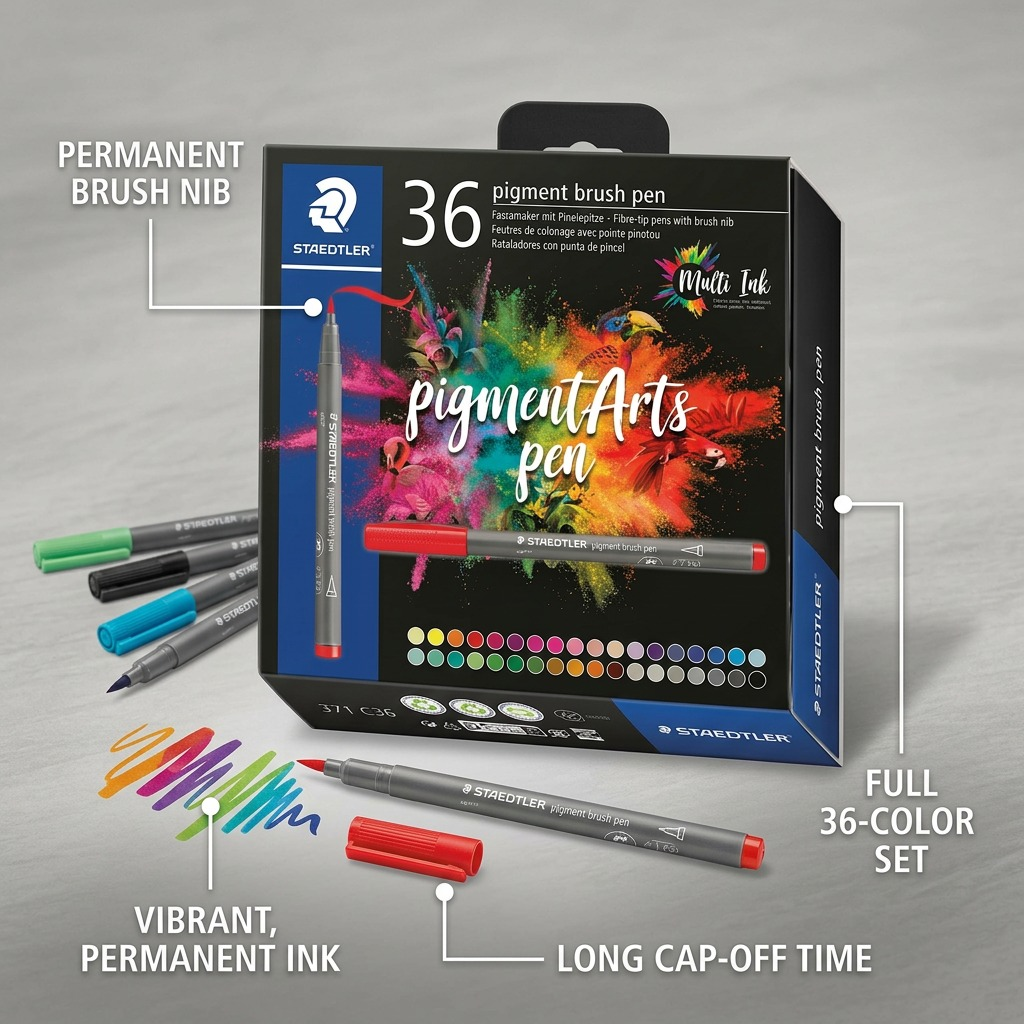 Staedtler Pigment Arts Brush, Set of 36