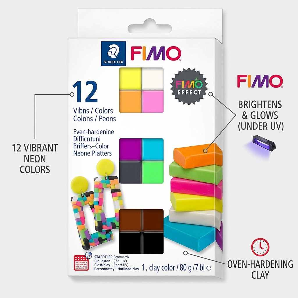 Staedtler Set Modelling Clay Fimo Effect Neon 12 Color Pack