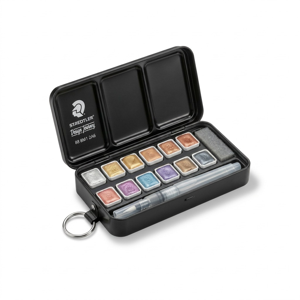 Staedtler Metalic Watercol Pan 12Set W/ Brush