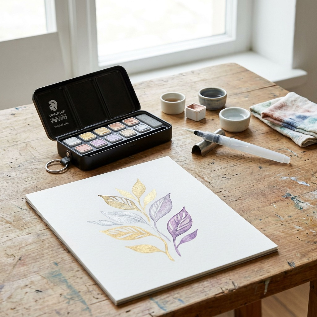 Staedtler Metalic Watercol Pan 12Set W/ Brush