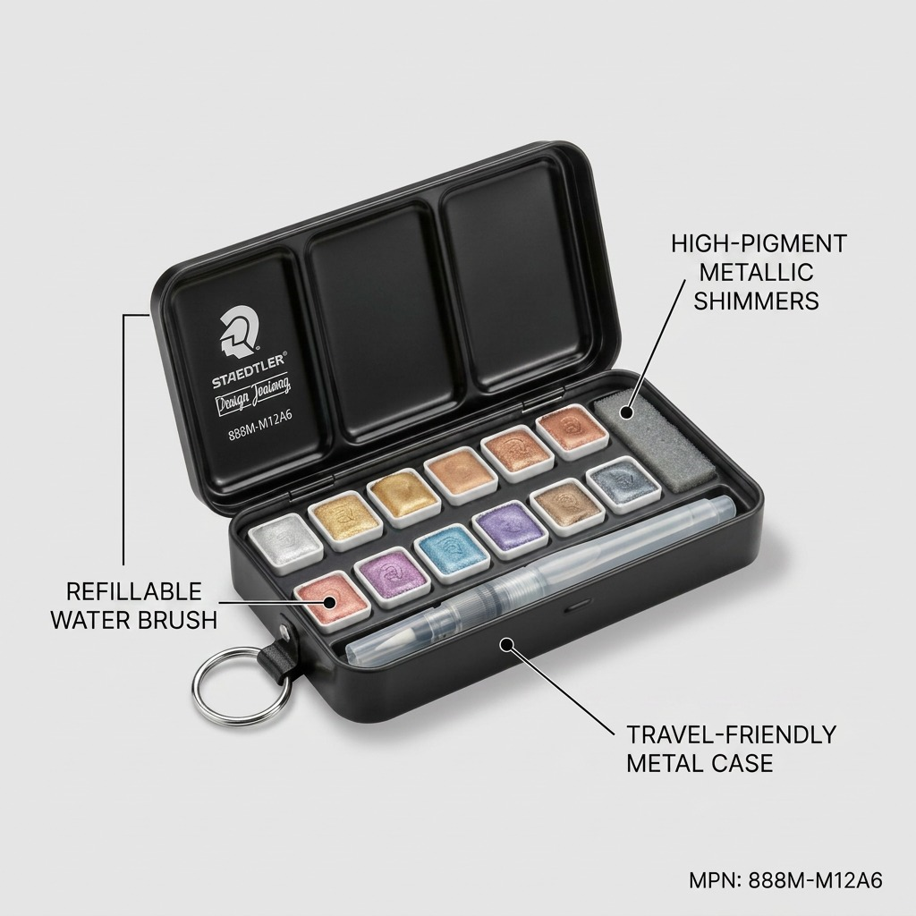 Staedtler Metalic Watercol Pan 12Set W/ Brush