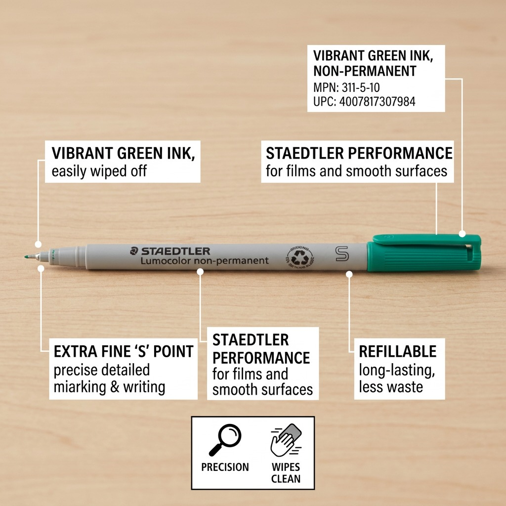 Staedtler Lumocolor Extra Fine Permanent Grn Marker