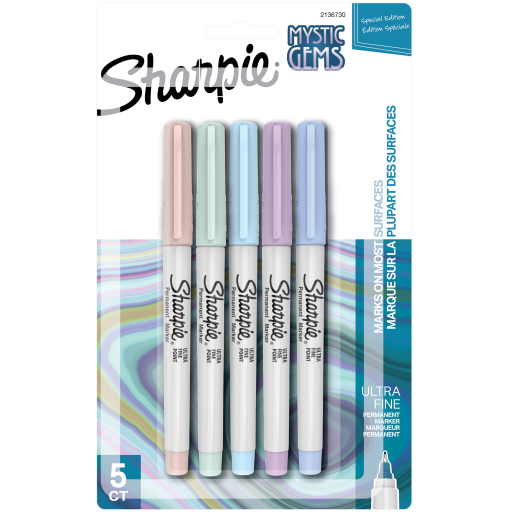 Sharpie Permanent Markers, Mystic Gem Special Edition, Ultra Fine Point, Assorted Colours, 5 Count