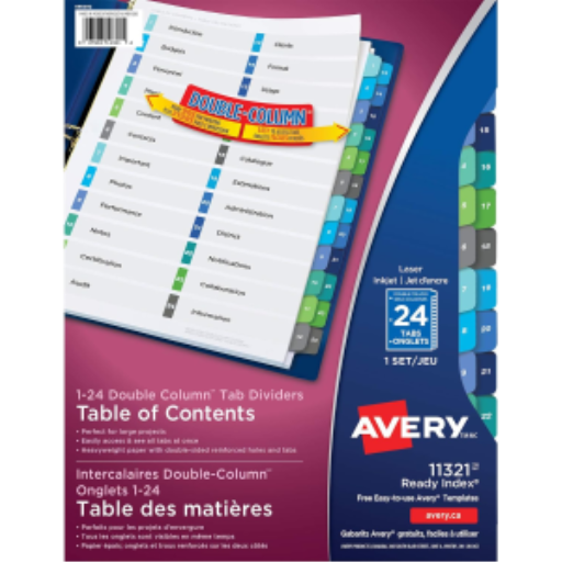 Avery Ready Index Table of Contents Dividers, 24 Tab, 1 Set