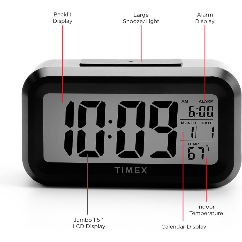 Réveil-matin Timex avec grand écran, sans fil et portable