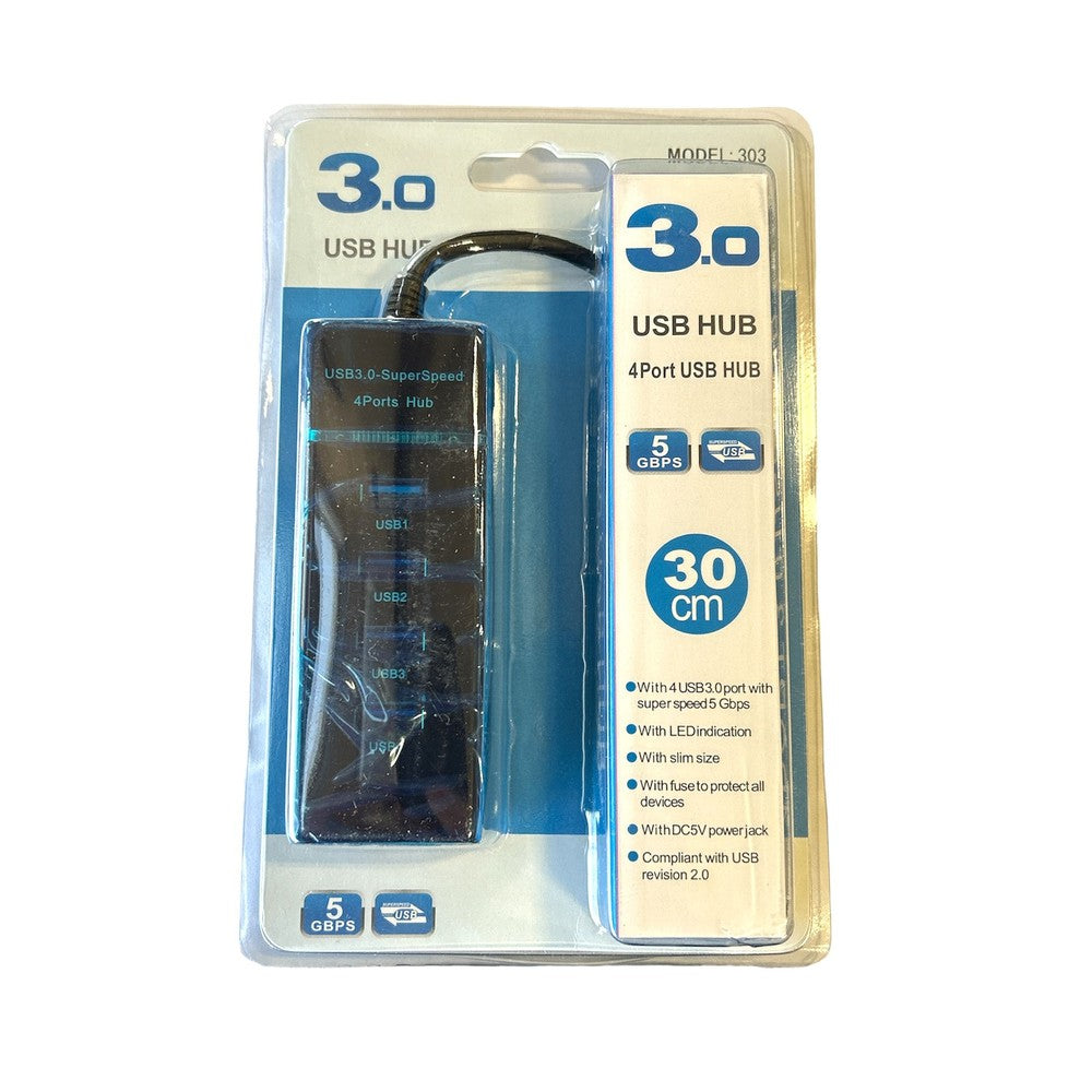 Concentrateur USB 3.0 4 en 1 en noir