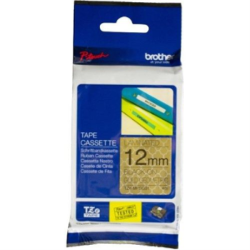 Brother Ruban à motif géométrique doré original TZeMPGG31 impression noire pour étiqueteuses P-touch, 12 mm de large x 4 m de long