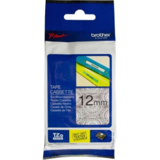 Ruban imprimé noir sur dentelle argentée Brother TZeMPSL31 d'origine pour étiqueteuses P-touch, 12 mm de large x 4 m de long