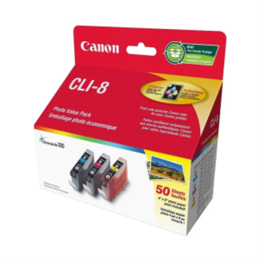 Pack Combo Couleur CLI-8 avec Pack 50 Feuilles 4x6 SKU 0621B014