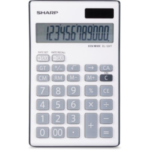 Sharp EL-124TBGY Twin Power 12-Digit Display Desktop Calculator - Grey