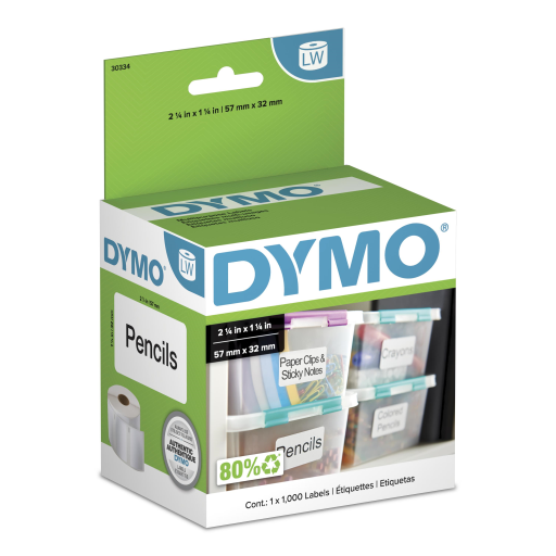 Dymo LW Multi-Purpose Labels - 1-1/4" x 2-1/4", 1 Roll of 1000