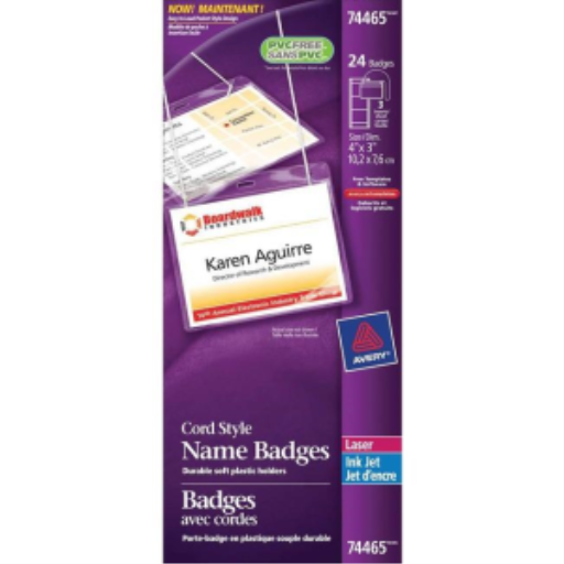 Avery Name Badge Kit, Cord Style, 4" x 3", 24/Box