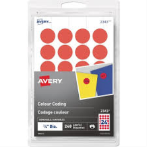 Avery Removable Colour Coding Labels for Laser and Inkjet Printers, ¾", Red, Removable
