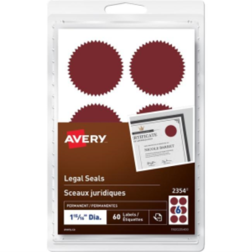 Avery Legal Seals Handwrite, 1-15/16" Diameter, Red, Permanent