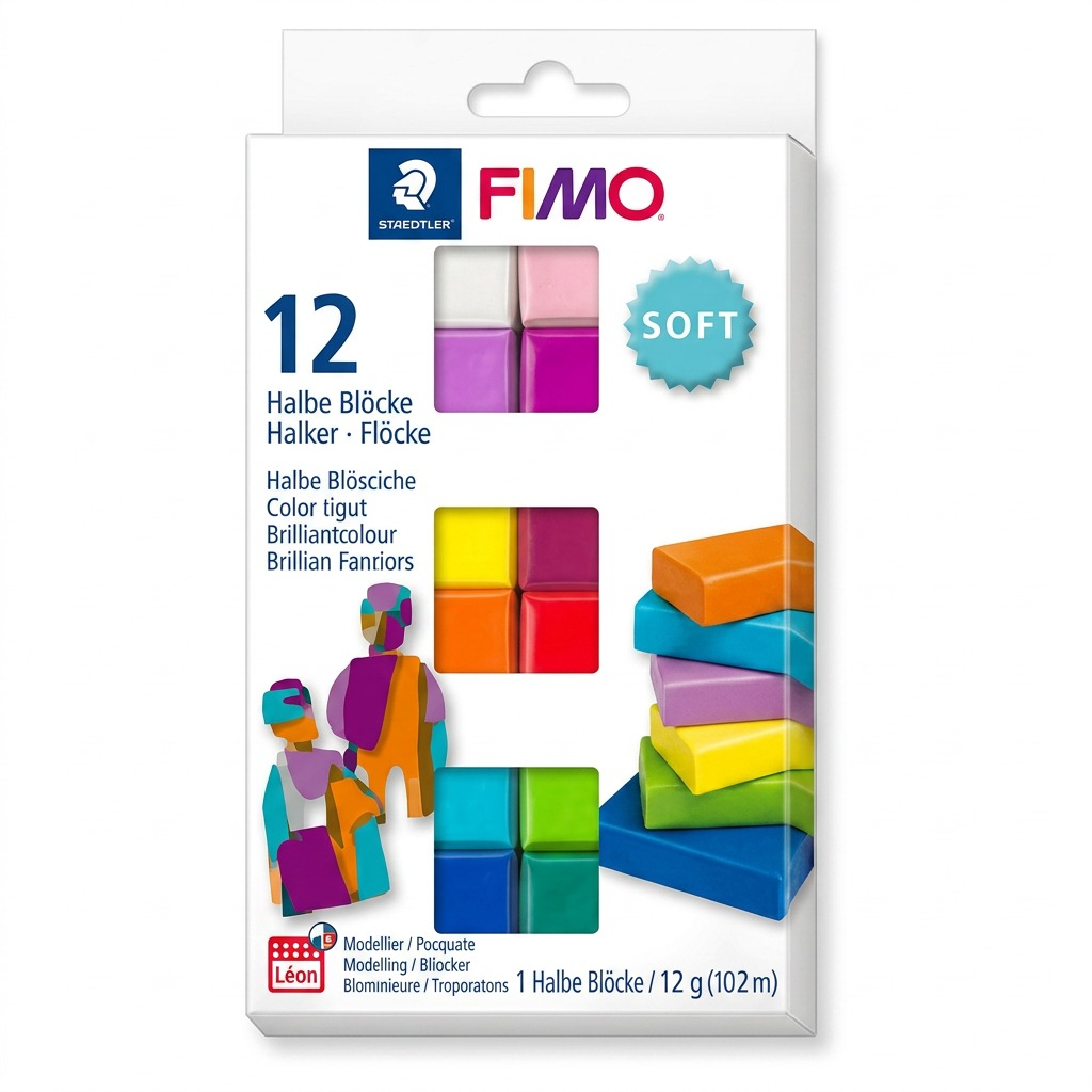 Staedtler Set Modelling Clay Fimo Soft Brilliant Colours 12 Color Pack