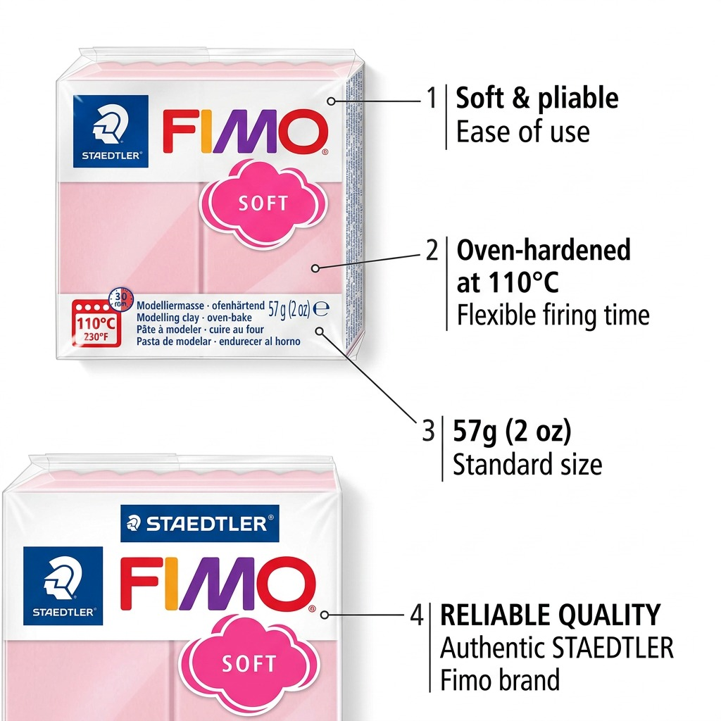 Staedtler Modelling Clay Fimo Soft Light Pink 57g (2 oz)