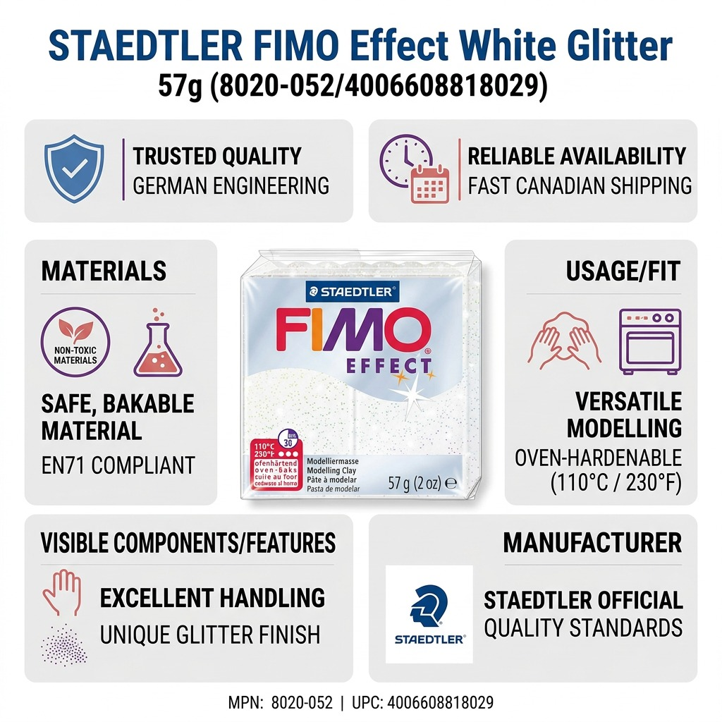 Staedtler Modelling Clay Fimo Effect White Glitter 57g (2 oz)