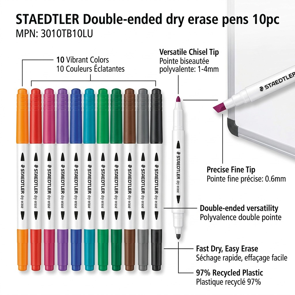 Staedtler Double-ended Dry Erase Pens 10-Pack