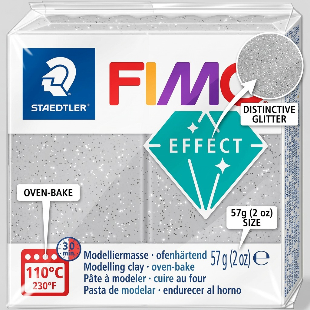 Staedtler Modelling Clay Fimo Effect Glitter Silver 57g (2 oz)