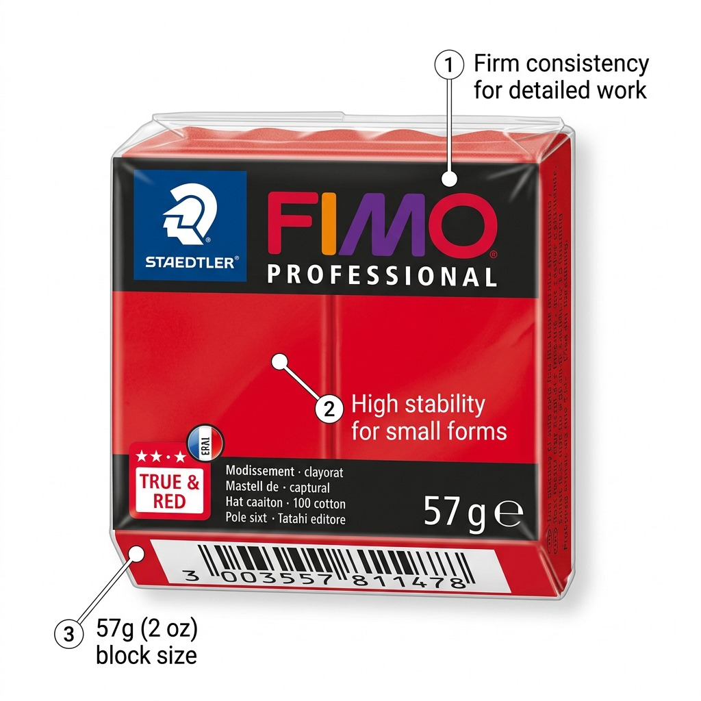 Staedtler Modelling Clay Fimo Professional True Red 57g (2 oz)