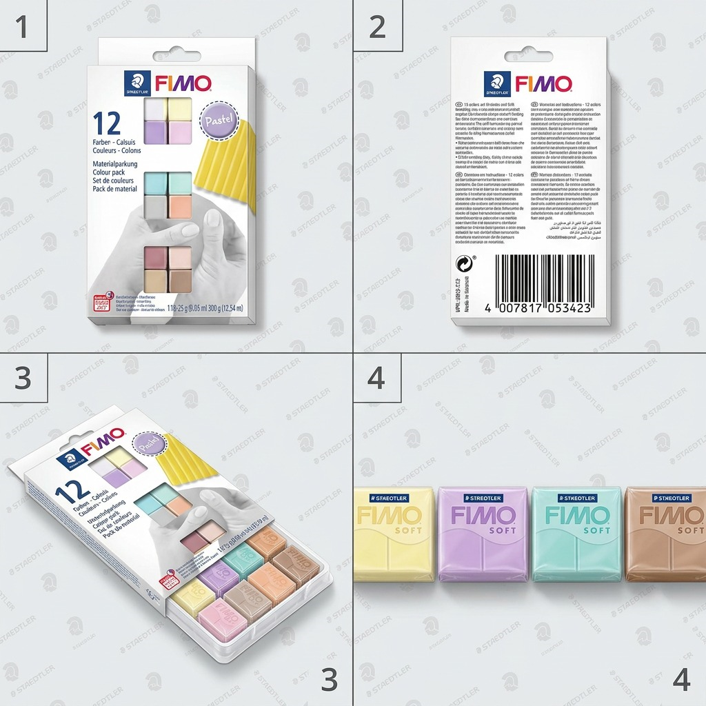 Staedtler Set Modelling Clay Fimo Soft Pastel Colours 12 Color Pack