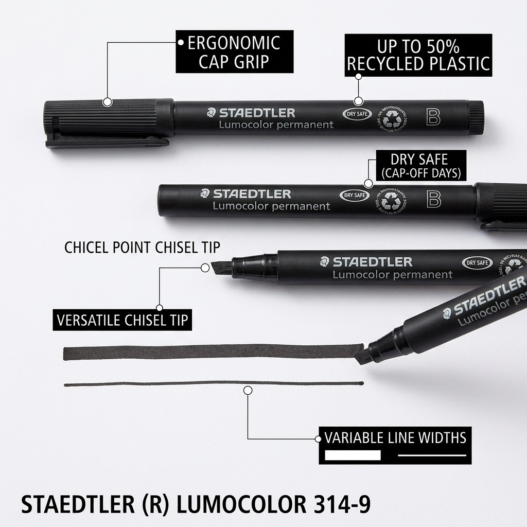 Staedtler Marker Lumocolor Chisel Point Black