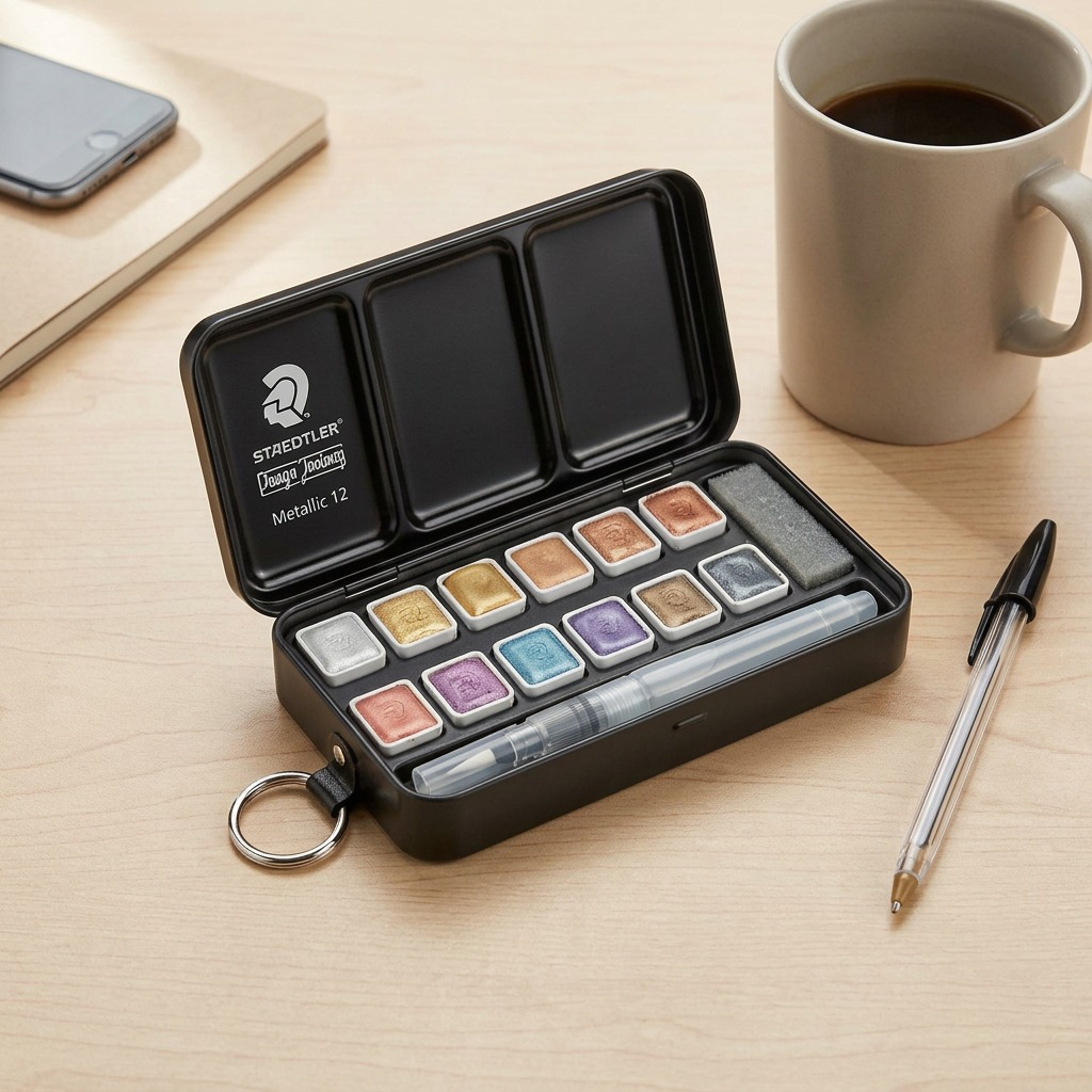 Staedtler Metalic Watercol Pan 12Set W/ Brush