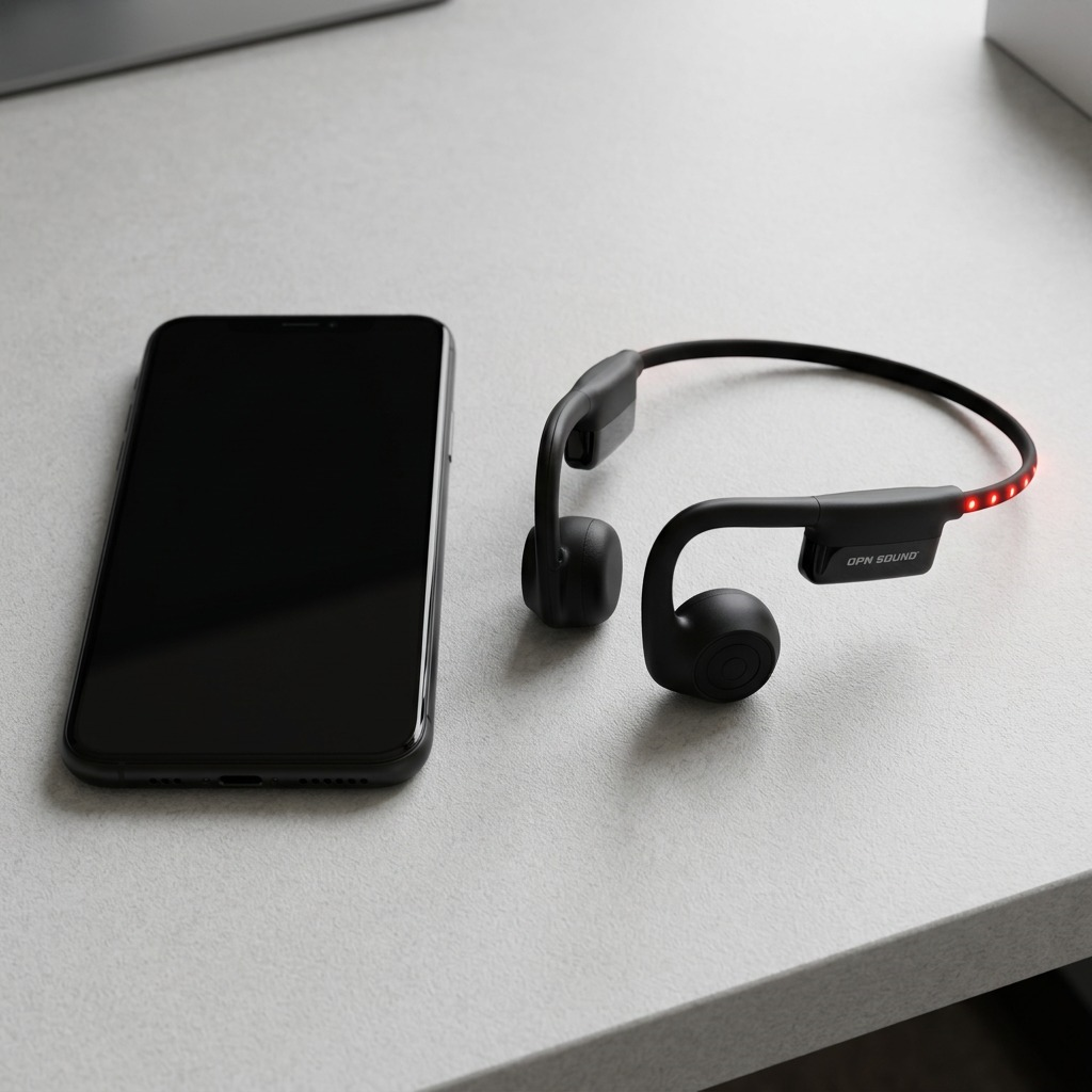 OPN Sound Dashlyte+ Open Ear Headphones with LED Safety Light Strip ? Black (OS4500BL)