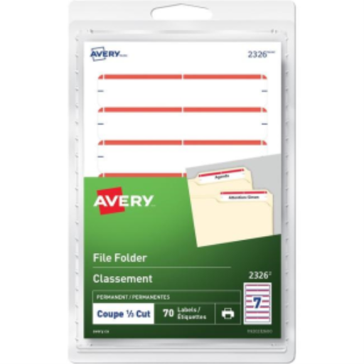 Étiquettes Avery pour dossiers, pour imprimantes laser et jet d'encre, 3½" x 2/3", rouge, permanent