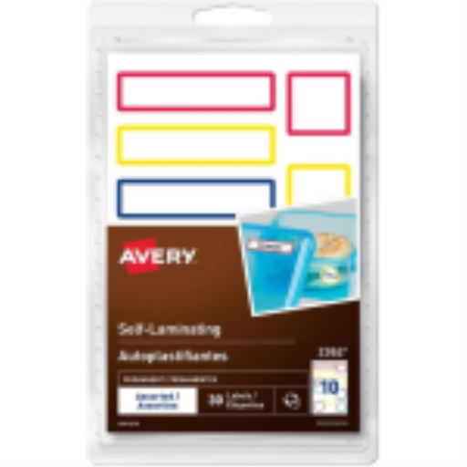 Étiquettes Avery auto-laminantes à écrire à la main, assorties, couleurs primaires, 30 étiquettes/paquet