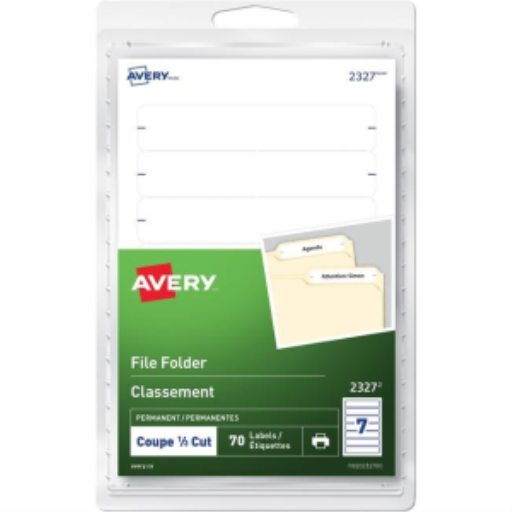 2327 Avery® File Folder Labels for Laser and Inkjet Printers, 3½" x ?  White / Permanent