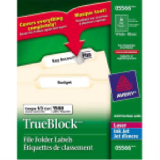 Étiquettes de classement Avery TrueBlock, 3 7/16" x 2/3", permanent, blanc