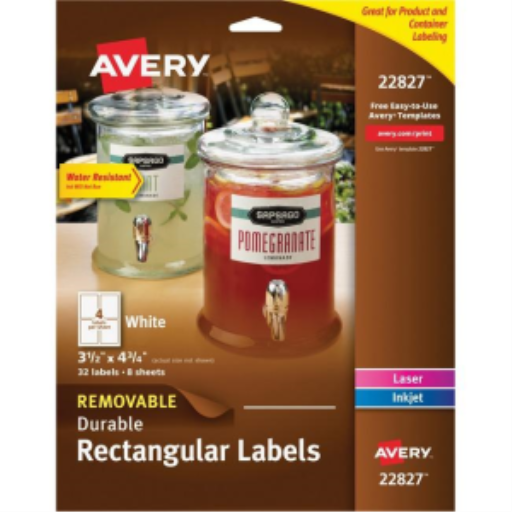 Étiquettes rectangulaires blanches durables Avery, 4 3/4" x 3 1/2"